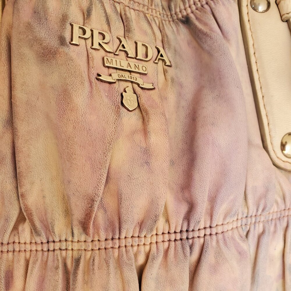 Prada purse Gaufre Leather pink gray purple ivory beige Blue crossbody hobo bag - Picture 8 of 12